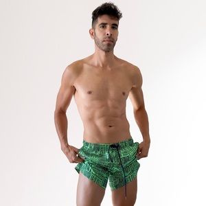 RS SURF Green Aztec Swim shorts